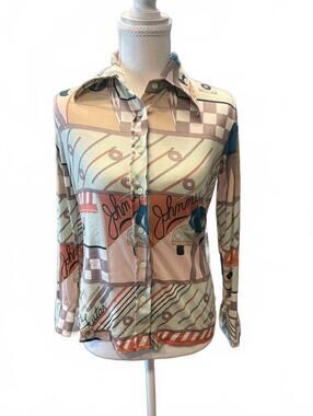 RARE Vintage 1970's  Huk-A-Poo disco blouse